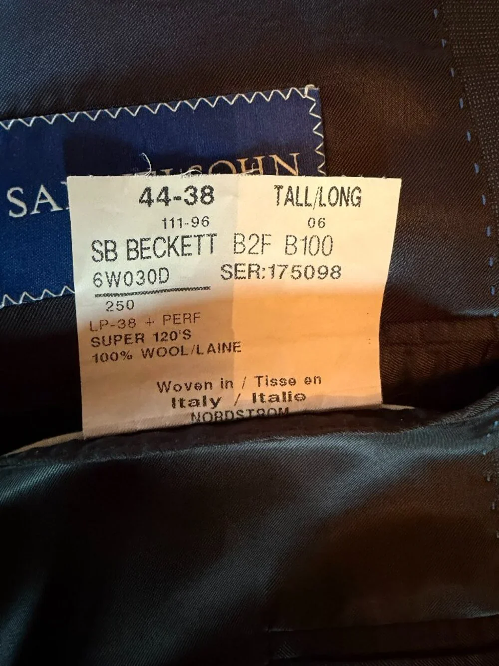 Samuelsohn Loro Piana Blazer Mens 44R Gray Wool 120's Sport Coat